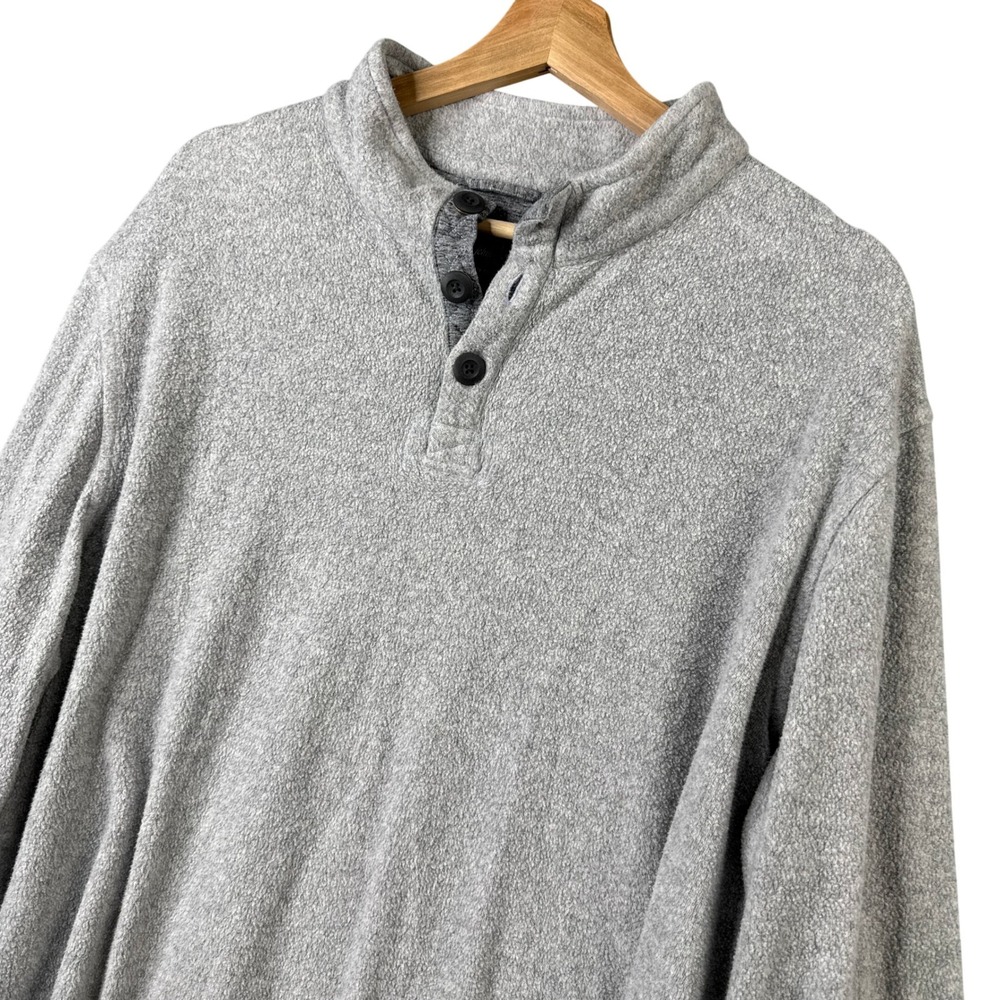 johnnie-O Brevard Henley Fleece Pullover Light Gray‎ JMKO4000 Mens Large